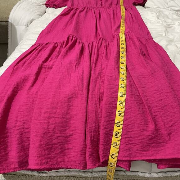 Simply Vera Wang Dress Women Large Pink Maxi Tiered Pockets Summer Cottagecore - Picture 6 of 9
